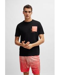 BOSS - Cotton-blend Regular-fit T-shirt With Seasonal Artwork - Lyst