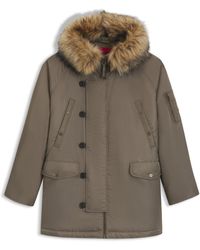 HUGO - Parka Mit Wasserabweisendem Finish Und Kapuze Aus Kunstfell - Lyst