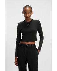 HUGO - Slim-Fit Jersey Top With Embroidered Stacked Logo - Lyst