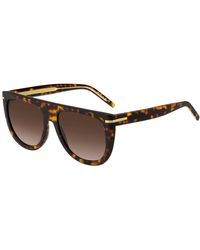 BOSS - Havana-acetate Sunglasses With Gold-tone Hardware - Lyst