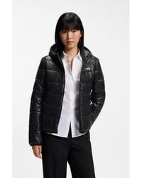 HUGO - Water-Repellent Hooded Puffer Jacket With Logo Print - Lyst