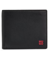 HUGO - Portefeuille à deux volets en cuir nappa avec logo revisité - Lyst