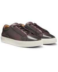 BOSS - Gary-Sneakers Van Leer Met Verdekte Veters - Lyst