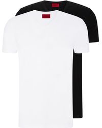 HUGO - Two-pack Of Slim-fit T-shirts In Stretch Cotton - Lyst