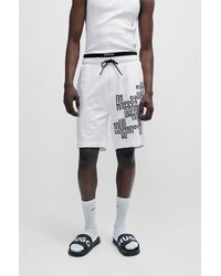 HUGO - Cotton-terry Shorts With Drawstring And Logo Print - Lyst