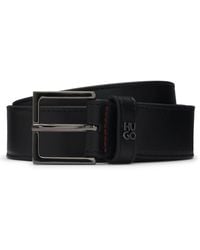 HUGO - Leren Riem Met Tweedelig Logo Op De Lus En Bronzen Hardware - Lyst