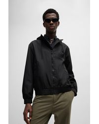 HUGO - Water-repellent Hooded Jacket With Stacked-logo Trim - Lyst