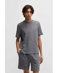 HUGO - Waffle-Structured Pyjama T-Shirt With Embroidered Logo - Lyst