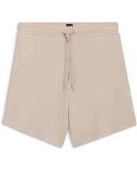 BOSS - Short Van Stretchmodal Met Ottomanstructuur En Logokoord - Lyst