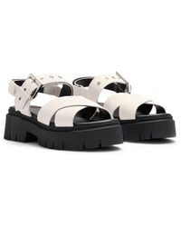 HUGO - Sandalen Aus Veloursleder Mit Riemen Mit Schließe Und Dicker Sohle - Lyst