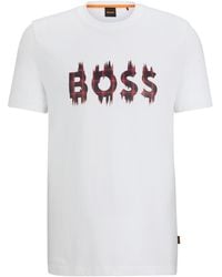 BOSS - Regular-fit T-shirt Van Katoenen Jersey Met Nieuwe Print - Lyst