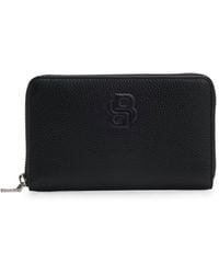 BOSS - Grained Ziparound Wallet With Double B Monogram - Lyst