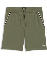 BOSS - Stretch-Cotton Pyjama Shorts With Signature-Stripe Tape - Lyst