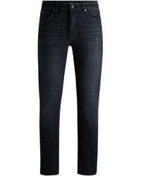 BOSS - Slim-fit Jeans In Black Super-soft Italian Denim - Lyst