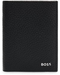 BOSS - Grained-Leather Card Holder With Logo Lettering - Lyst