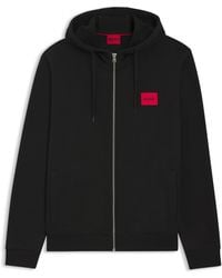 HUGO - Sweatjacke aus Baumwoll-Terry mit Logo-Aufnäher - Lyst