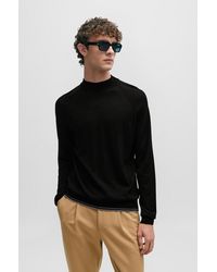 BOSS - Mock-neck Sweater In A Wool Blend - Lyst