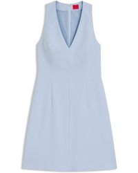 HUGO - Jurk Met V-Hals En Naaddetails - Lyst