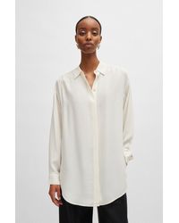 BOSS - Long-length Relaxed-fit Blouse With Concealed Closure - Lyst