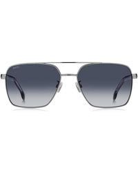 BOSS - Stainless-Steel Double-Bridge Sunglasses With-Acetate Temples - Lyst