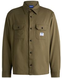 HUGO - Overhemd Van Katoenen Twill Met Logolabel - Lyst