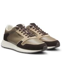 BOSS - Leather Running-Style Trainers With Suede Trims - Lyst