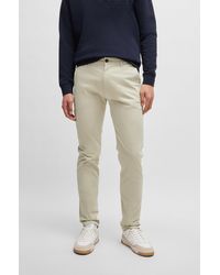 BOSS - Slim-fit Chinos In Stretch-cotton Satin - Lyst