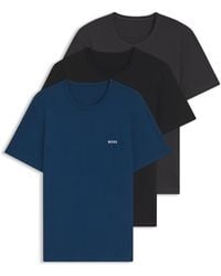 BOSS - Three-Pack Of Cotton Underwear T-Shirts With Embroidered Logo - Lyst