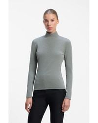 HUGO - Slim-Fit Top With Metallic-Thread Stripes - Lyst