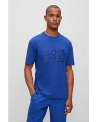 BOSS - Cotton-jersey Regular-fit T-shirt With Tonal Logos - Lyst