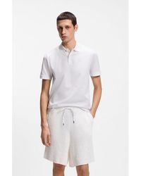 BOSS - Cotton Polo Shirt With Jacquard Pattern - Lyst