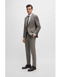 BOSS - Slim-fit Suit In Micro-patterned Stretch Wool - Lyst