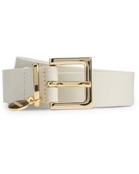 HUGO - Italian-Leather Belt With-Tone Logo Charm - Lyst