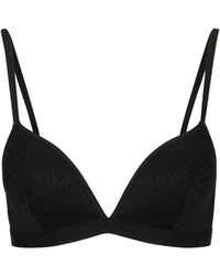 BOSS - Padded Triangle Bra With Monogram Pattern And Adjustable Straps - Lyst