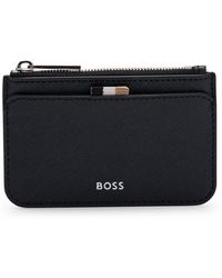 BOSS - Structured Card Holder With Zipped Coin Pocket - Lyst