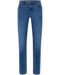 BOSS - Blaue Regular-Fit Jeans aus italienischem Denim mit Kaschmir-Haptik - Lyst