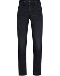 BOSS - Schwarze Slim-Fit Jeans aus besonders softem italienischem Denim - Lyst