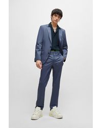 HUGO - Slim-fit Suit In Stretch-cotton Satin - Lyst