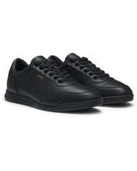 BOSS - Nappa-Leather Trainers With Perforated Details - Lyst