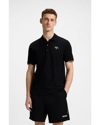 BOSS - Active Paddy Mercerised-Cotton Polo Shirt With Grid Trims - Lyst
