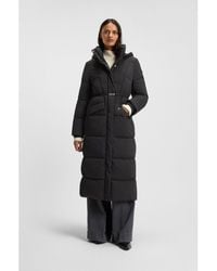BOSS - Long-Length Padded Coat With Metallic Belt Detail - Lyst