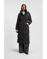 BOSS - Long-Length Padded Coat With Metallic Belt Detail - Lyst