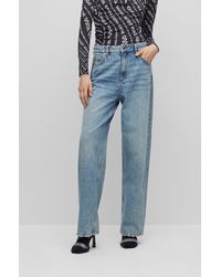 HUGO - Relaxed-fit Jeans In Blue Rigid Denim - Lyst