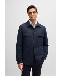 BOSS - Relaxed-fit Overshirt In Padded Brushed Flannel - Lyst