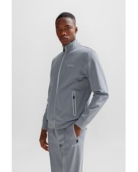 BOSS - Cotton-blend Zip-up Sweatshirt With Pixelated Details - Lyst