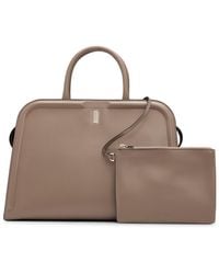 BOSS - Leather Tote Bag With Detachable Pouch - Lyst