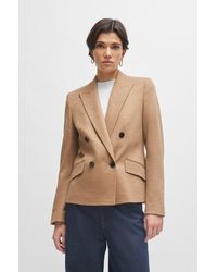 BOSS - Slim-fit Jacket In Virgin Wool And Cotton - Lyst