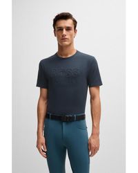 BOSS - Equestrian Stretch-Cotton T-Shirt With Logo Embroidery - Lyst