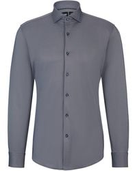 BOSS - Slim-fit Overhemd Van Gestructureerd Hoogwaardig Stretchmateriaal - Lyst