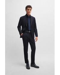 BOSS - Slim-fit Suit In Micro-patterned Virgin Wool - Lyst
